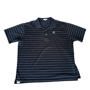 Peter Millar Cypress Point Club Black Light Blue Stripes Golf polo XXL Rare